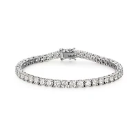 Lab Created Rhodium Plated Sterling Silver Women's Created Moissanite 4MM Tennis Bracelet