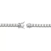 Lab Created Rhodium Plated Sterling Silver Women's Created Moissanite 4MM Tennis Bracelet