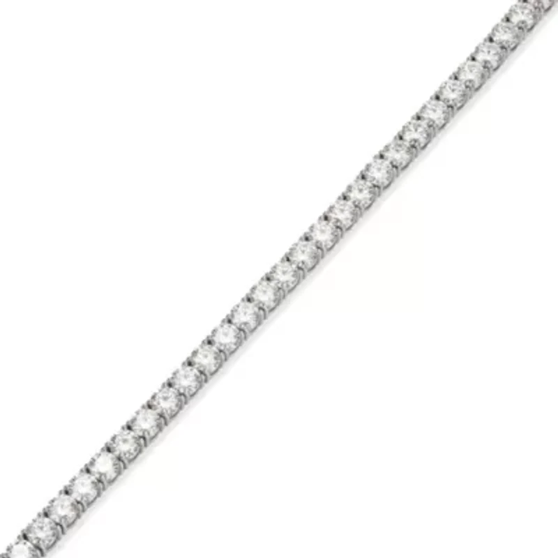 Lab Created Rhodium Plated Sterling Silver Women's Created Moissanite 4MM Tennis Bracelet