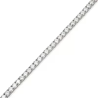 Lab Created Rhodium Plated Sterling Silver Women's Created Moissanite 4MM Tennis Bracelet