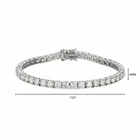 Lab Created Rhodium Plated Sterling Silver Women's Created Moissanite 4MM Tennis Bracelet