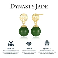 Genuine Nephrite Jade Bead Drop Earrings In Sterling Silver