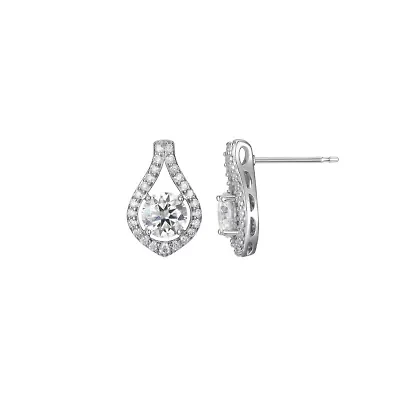 Rhodium Plated Sterling Silver Moissanite Earrings