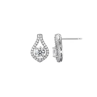 Rhodium Plated Sterling Silver Moissanite Earrings