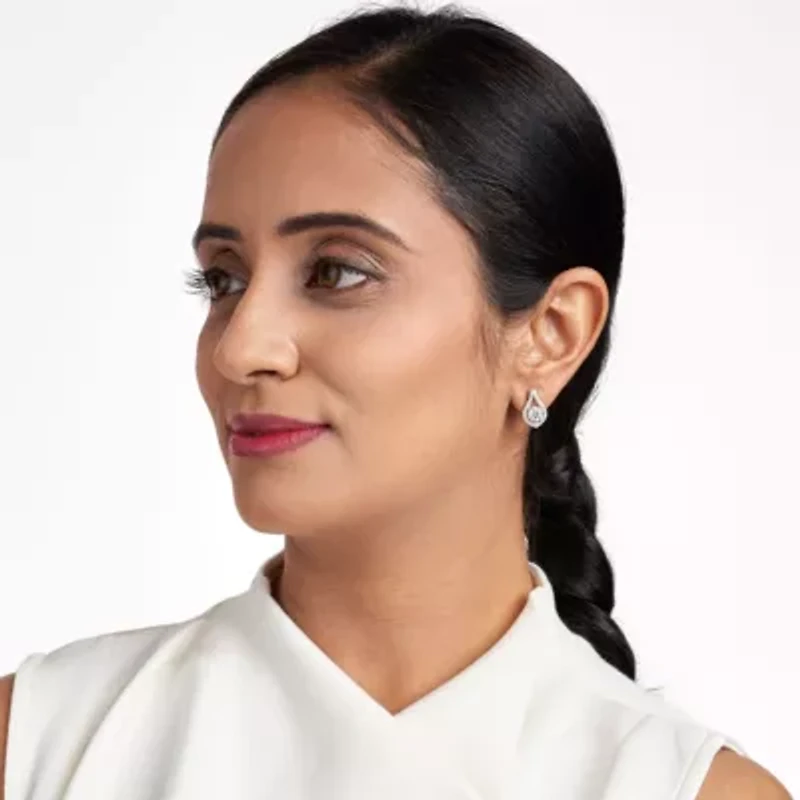 Rhodium Plated Sterling Silver Moissanite Earrings