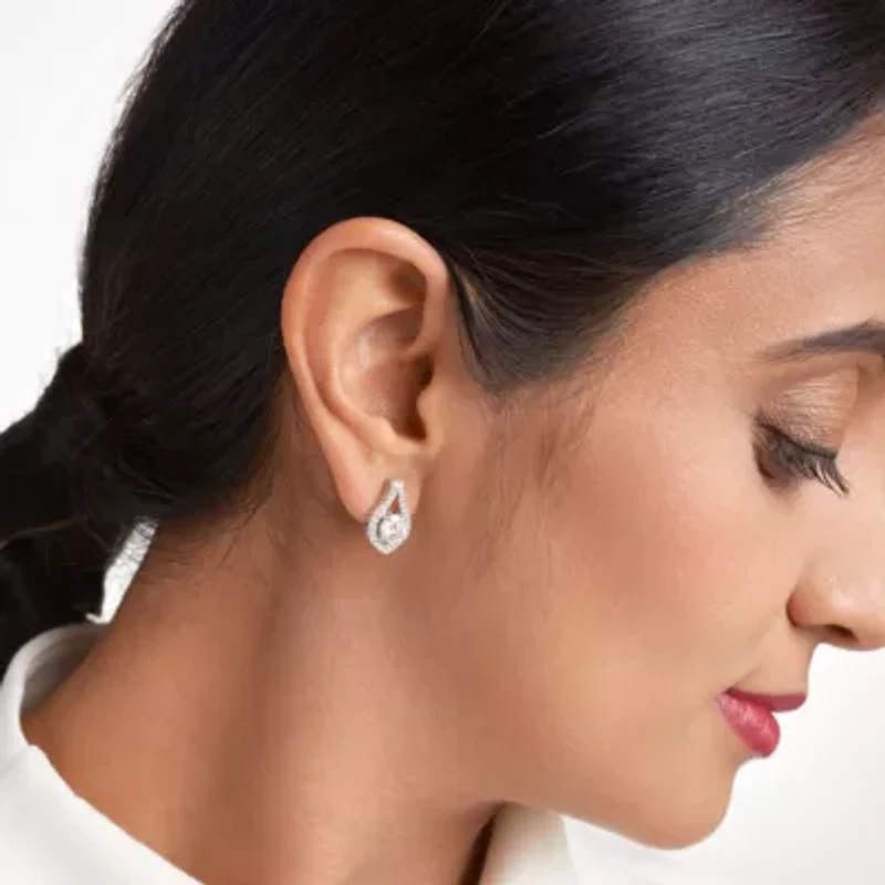 Rhodium Plated Sterling Silver Moissanite Earrings