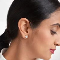 Rhodium Plated Sterling Silver Solitaire Moissanite Earrings
