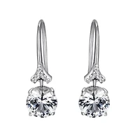 Rhodium Plated Sterling Silver Moissanite Fishhook Earrings