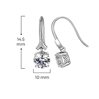 Rhodium Plated Sterling Silver Moissanite Fishhook Earrings