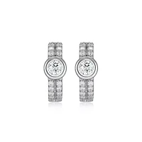 Lab Created Rhodium Plated Sterling Silver Women's Created Moissanite 4MM Hoop Earrings