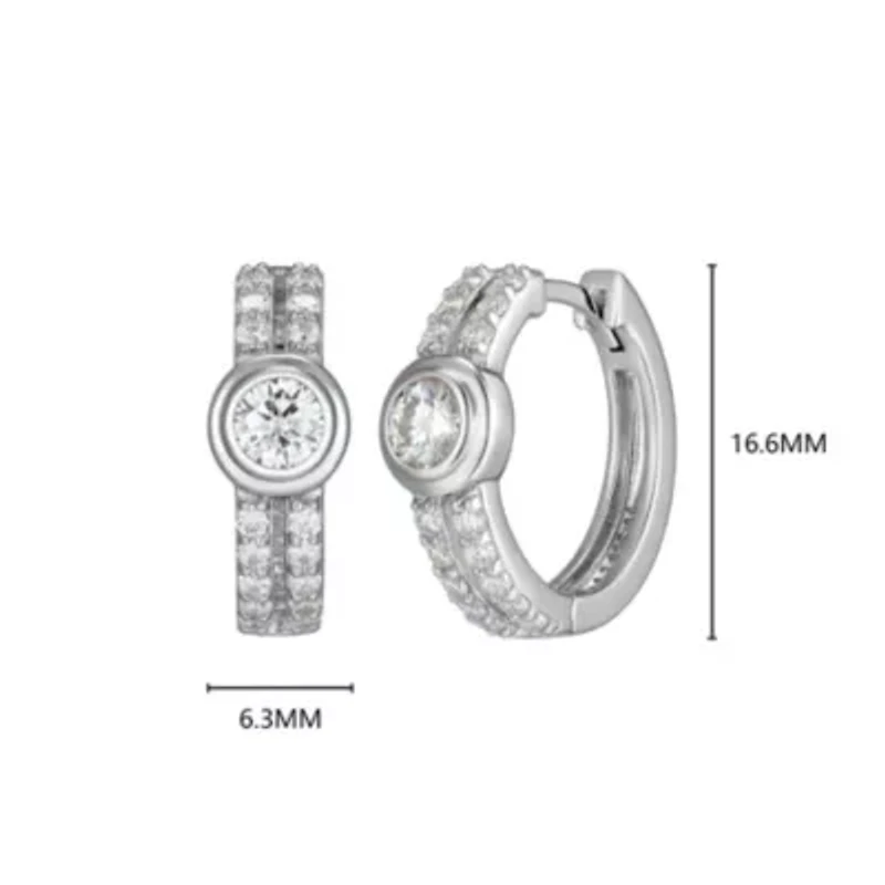 Lab Created Rhodium Plated Sterling Silver Women's Created Moissanite 4MM Hoop Earrings