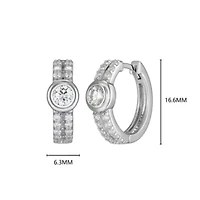 Lab Created Rhodium Plated Sterling Silver Women's Created Moissanite 4MM Hoop Earrings