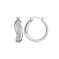 Lab Created Rhodium Plated Sterling Silver 1/4 CT TW Lab Grown Diamond Hoop Earrings