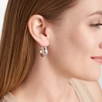 Lab Created Rhodium Plated Sterling Silver 1/4 CT TW Lab Grown Diamond Hoop Earrings