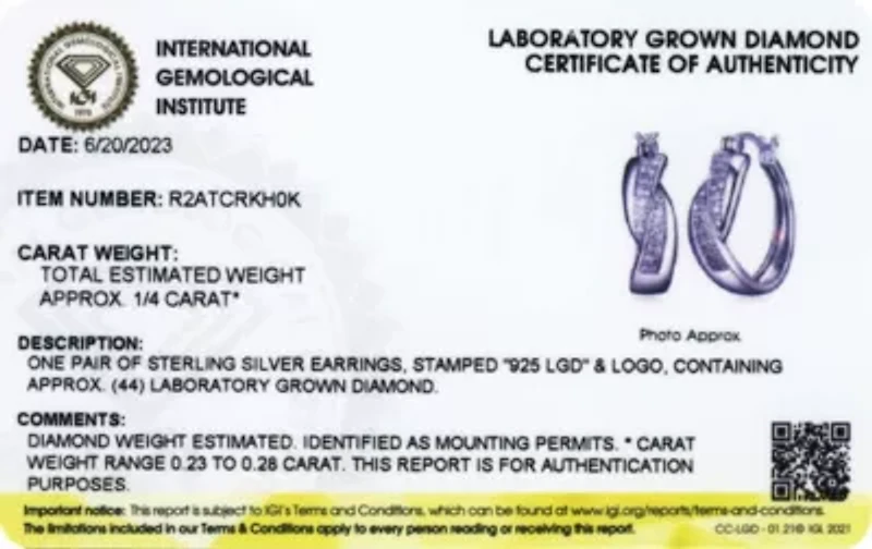 Lab Created Rhodium Plated Sterling Silver 1/4 CT TW Lab Grown Diamond Hoop Earrings
