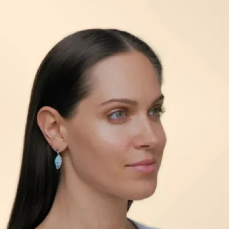 Marquise Genuine Jade and Diamond Accent Drop Earrings with Twist Embellishment in Rhodium Plated Sterling Silver