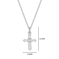 Lab Created Rhodium Plated Sterling Silver Women's Created Moissanite Cross Pendant Necklace