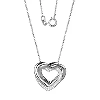 Diamond Accent Heart Pendant In Rhodium Plated Sterling Silver On An 18" Chain