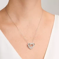 Diamond Accent Heart Pendant In Rhodium Plated Sterling Silver On An 18" Chain