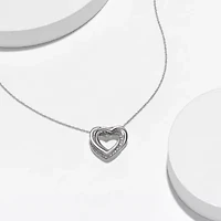 Diamond Accent Heart Pendant In Rhodium Plated Sterling Silver On An 18" Chain