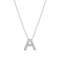 Lab Created Rhodium Plated Sterling Silver Women's Created Moissanite "A" Pendant Necklace