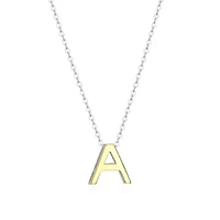Lab Created Rhodium Plated Sterling Silver Women's Created Moissanite "A" Pendant Necklace
