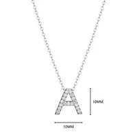 Lab Created Rhodium Plated Sterling Silver Women's Created Moissanite "A" Pendant Necklace