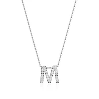Lab Created Rhodium Plated Sterling Silver Women's Created Moissanite "M" Pendant Necklace
