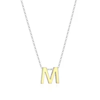 Lab Created Rhodium Plated Sterling Silver Women's Created Moissanite "M" Pendant Necklace