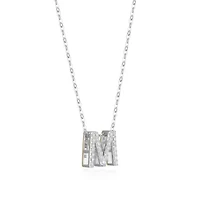 Lab Created Rhodium Plated Sterling Silver Women's Created Moissanite "M" Pendant Necklace