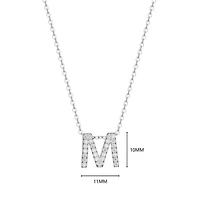 Lab Created Rhodium Plated Sterling Silver Women's Created Moissanite "M" Pendant Necklace
