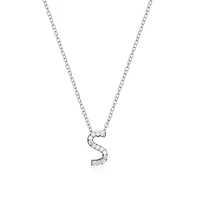 Lab Created Rhodium Plated Sterling Silver Women's Created Moissanite "S" Pendant Necklace