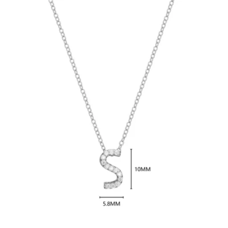Lab Created Rhodium Plated Sterling Silver Women's Created Moissanite "S" Pendant Necklace