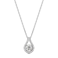 Rhodium Plated Sterling Silver Moissanite Pendant Necklace
