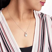 Rhodium Plated Sterling Silver Moissanite Pendant Necklace