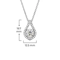 Rhodium Plated Sterling Silver Moissanite Pendant Necklace