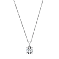 Rhodium Plated Sterling Silver Solitaire Moissanite  Necklace