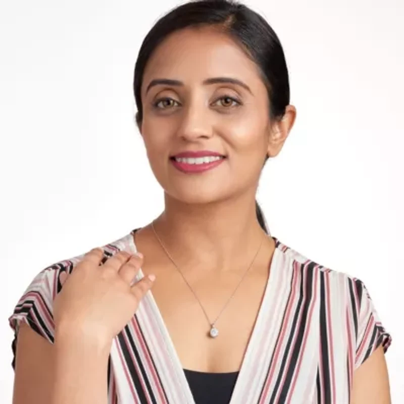 Rhodium Plated Sterling Silver Solitaire Moissanite  Necklace