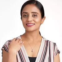 Rhodium Plated Sterling Silver Solitaire Moissanite  Necklace