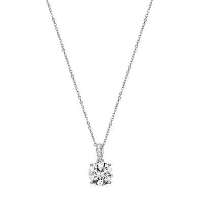 Two-tone Sterling Silver Solitaire Moissanite  Necklace
