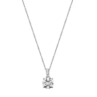 Two-tone Sterling Silver Solitaire Moissanite  Necklace