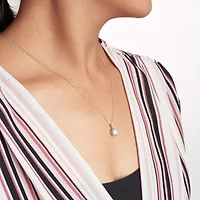 Two-tone Sterling Silver Solitaire Moissanite  Necklace