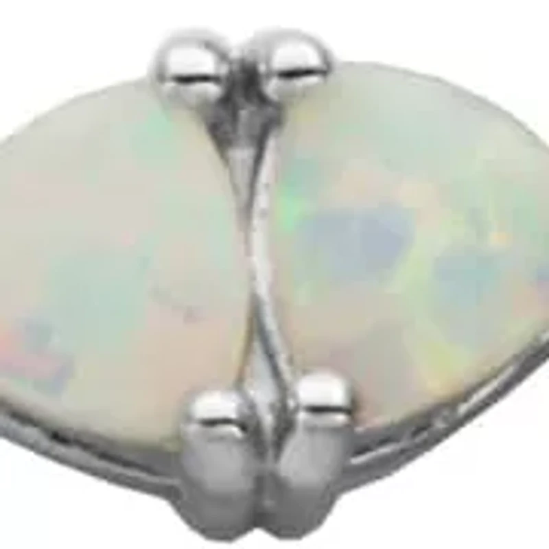 Rhodium Plated Sterling Silver Opal & Pink Sapphire Cross Necklace