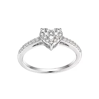 1/3 CT TW Lab Grown Diamond Heart Ring Rhodium Plated Sterling Silver