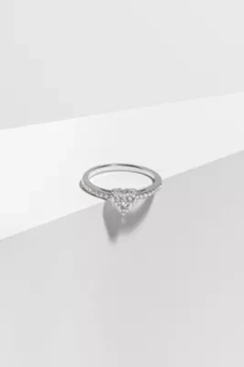1/3 CT TW Lab Grown Diamond Heart Ring Rhodium Plated Sterling Silver