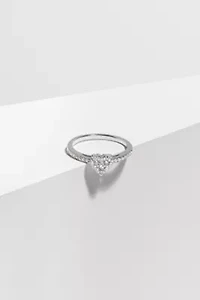 1/3 CT TW Lab Grown Diamond Heart Ring Rhodium Plated Sterling Silver