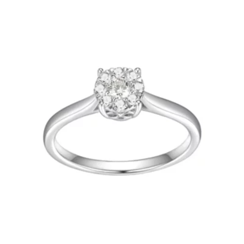 1/4 CT TW Lab Grown Diamond Ring Rhodium Plated Sterling Silver