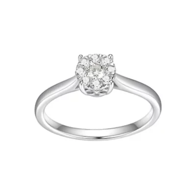 1/4 CT TW Lab Grown Diamond Ring Rhodium Plated Sterling Silver