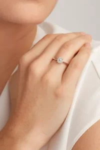 1/4 CT TW Lab Grown Diamond Ring Rhodium Plated Sterling Silver