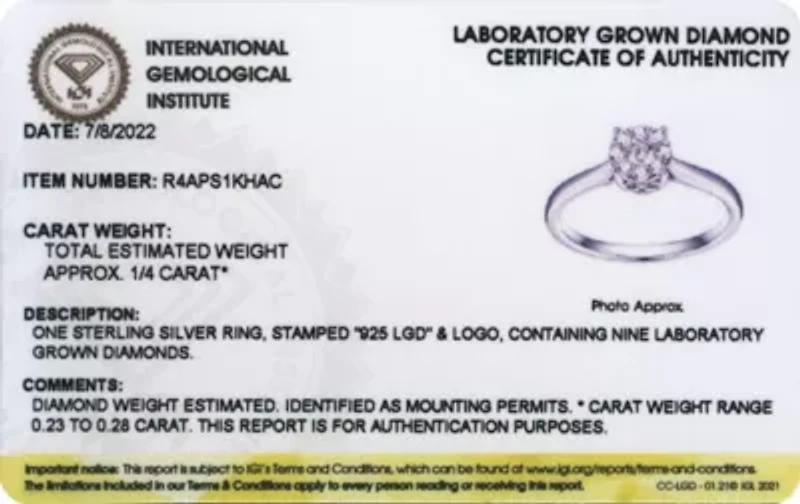 1/4 CT TW Lab Grown Diamond Ring Rhodium Plated Sterling Silver